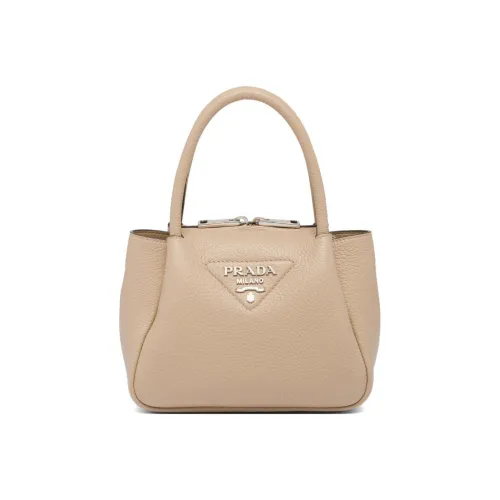 PRADA Leather Shoulder Bag Crossbody Bag Handbag Mini Women's Elephant Grey/sand Beige