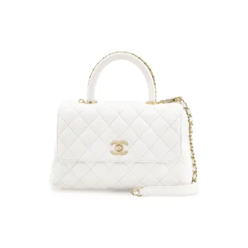 CHANEL Cow Leather Handbag, Shoulder Bag, Crossbody Bag Trumpets Women's White