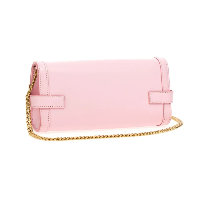BALMAIN Cow Leather One Shoulder Crossbody Clutches Women's Pink-1