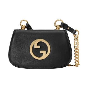 GUCCI Blondie Leather Shoulder Bag Crossbody Bag Mini Women's Black