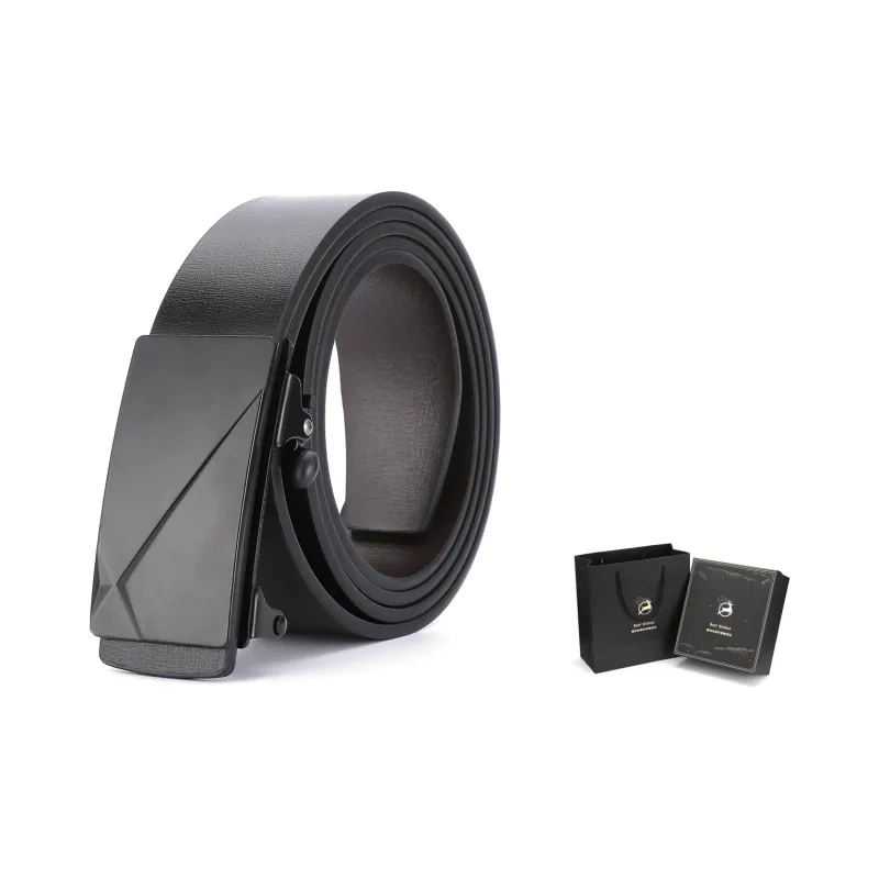 XXOFF Dark Style Black Metal No Tooth Business Automatic Buckle PU Leather Belts Men's-1