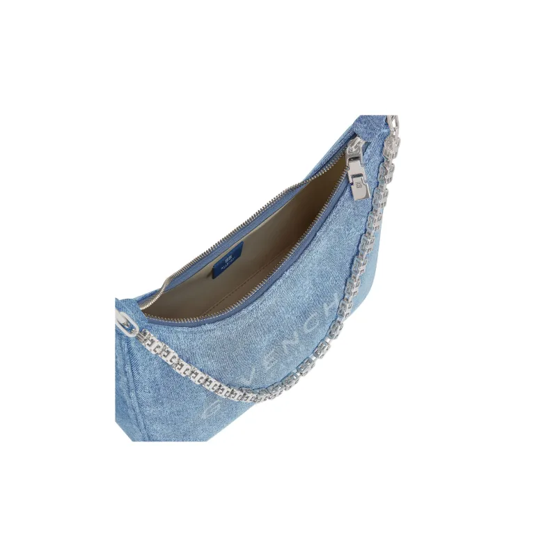 Givenchy Bag Small Moon Cut Out In Washed Denim With Chain Medium Blue-3