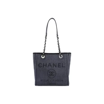 CHANEL Canvas Bag, Beach Bag, Handbag, Shoulder Bag Women's Black