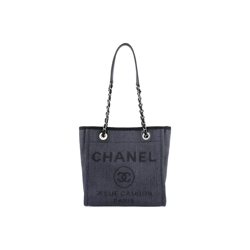 CHANEL Canvas Bag, Beach Bag, Handbag, Shoulder Bag Women's Black-0