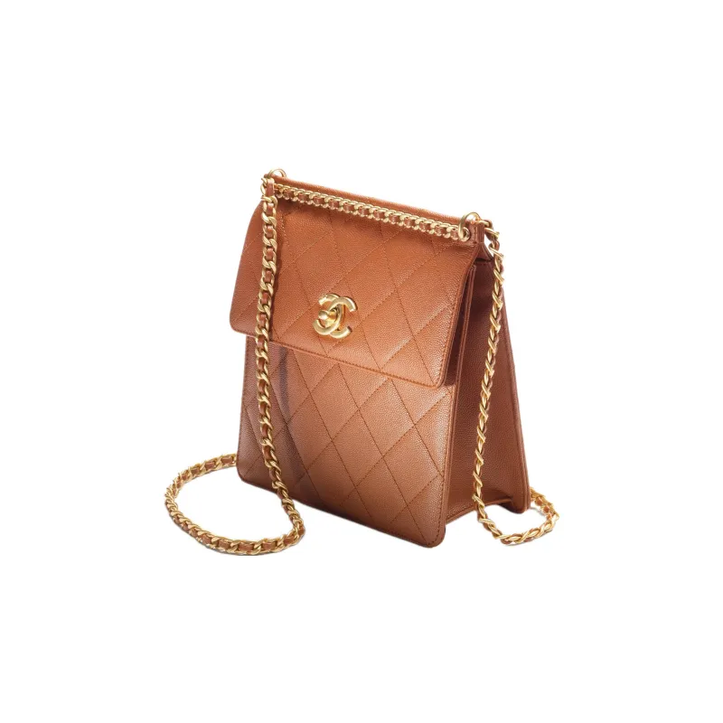 CHANEL Grain Embossed Calfskin Backpack Women's Light Brown-1