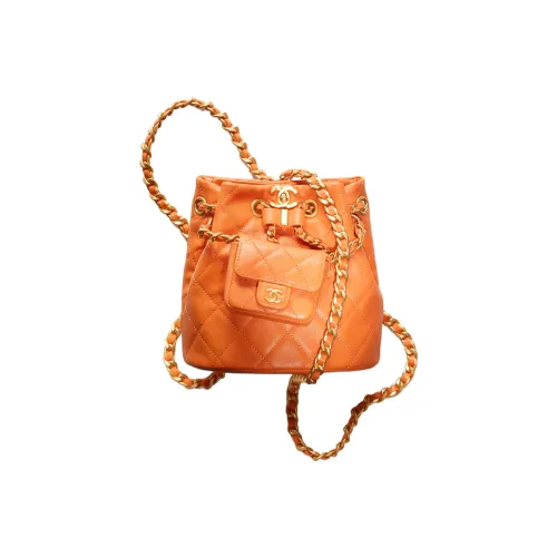 CHANEL Calfskin Combo Backpack Small Size Women's Orange