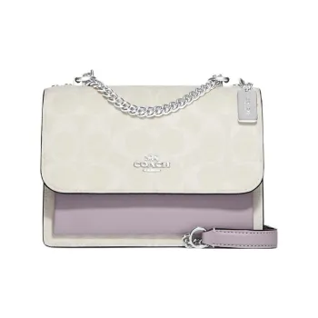 COACH Klare Canvas With Leather Chain Bag Shoulder Bag Crossbody Bag Mini Women's White & Taro Purple