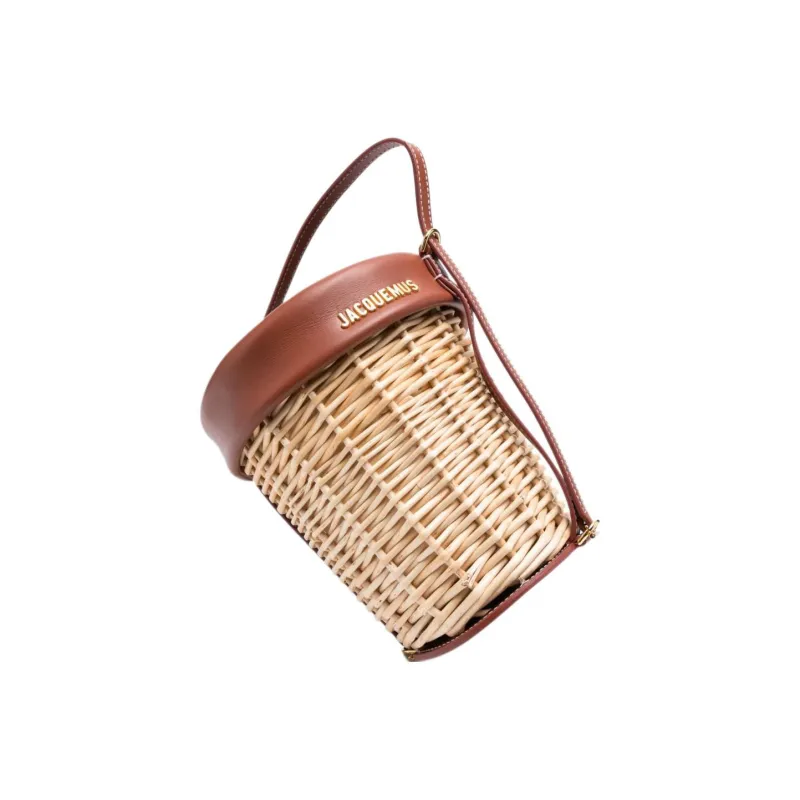 Jacquemus Wicker With Cow Leather Shoulder Bag Crossbody Bag Handbag Women's Brown-3