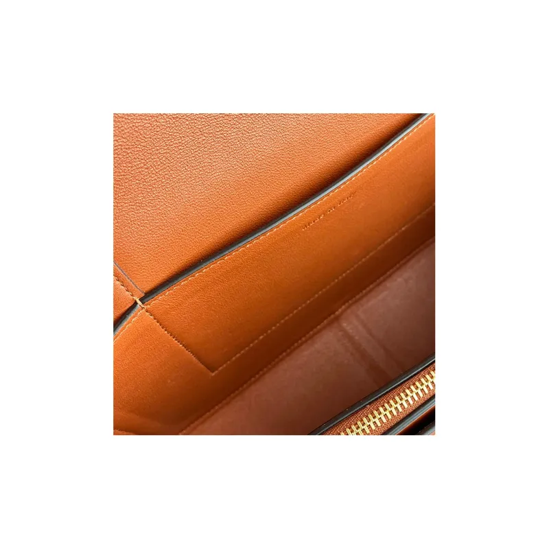 CELINE Frame Smooth Calf Leather Shoulder Bag Crossbody Bag Medium Size Women's Brown/Light Blue-5