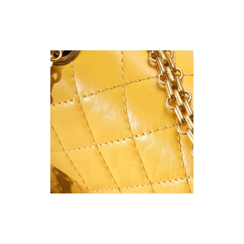 CHANEL 2.55 Vintage Calfskin Mouth Cover Bag Crossbody Bag Mini Women's Yellow-2