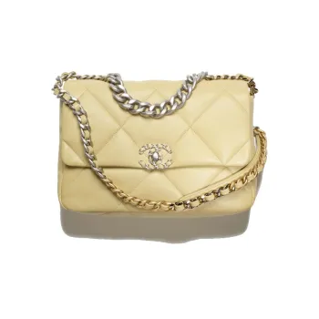 CHANEL 19Bag Lambskin Shoulder Bag, Crossbody Bag Tubas Women's Light Green