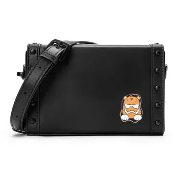 GUDI Microfiber Synthetic Leather Box Bag Small Square Bag Shoulder Bag Regular Unisex Black