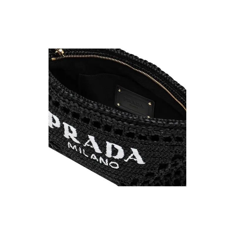 PRADA Raffia Clutch Women's Black-4