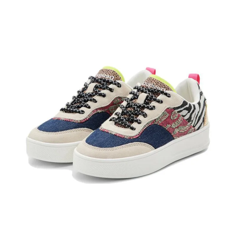 Desigual Stylish Skateboarding Shoes Women's White Blue-1
