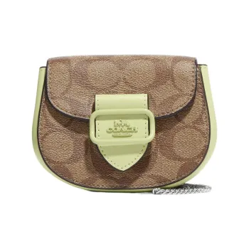 COACH Morgan Leather Saddle Bag Crossbody Shoulder Bag Women's Brown & Light Lime