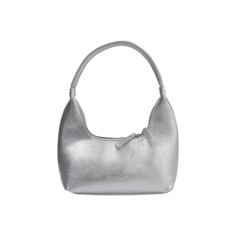 NOMK PU Pillow Bag, Tote Bag, Shopping Bag, Shoulder Bag Women's Silver-0