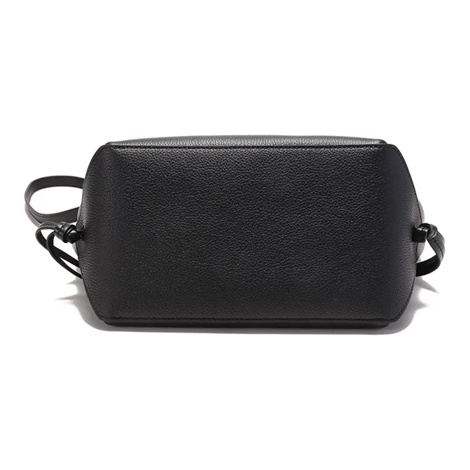 Chloe Cow Leather Tote Bag, Shopping Bag, Shoulder Bag, Handbag Trumpets Women's Black-4