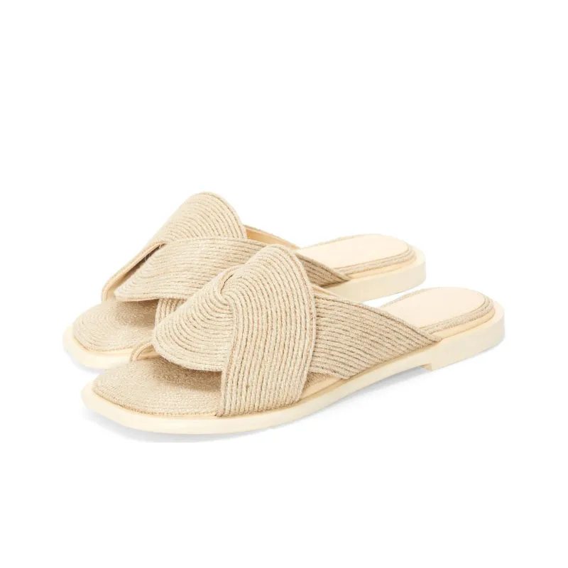 LOEWE Petal Interwoven Leather Slides-1
