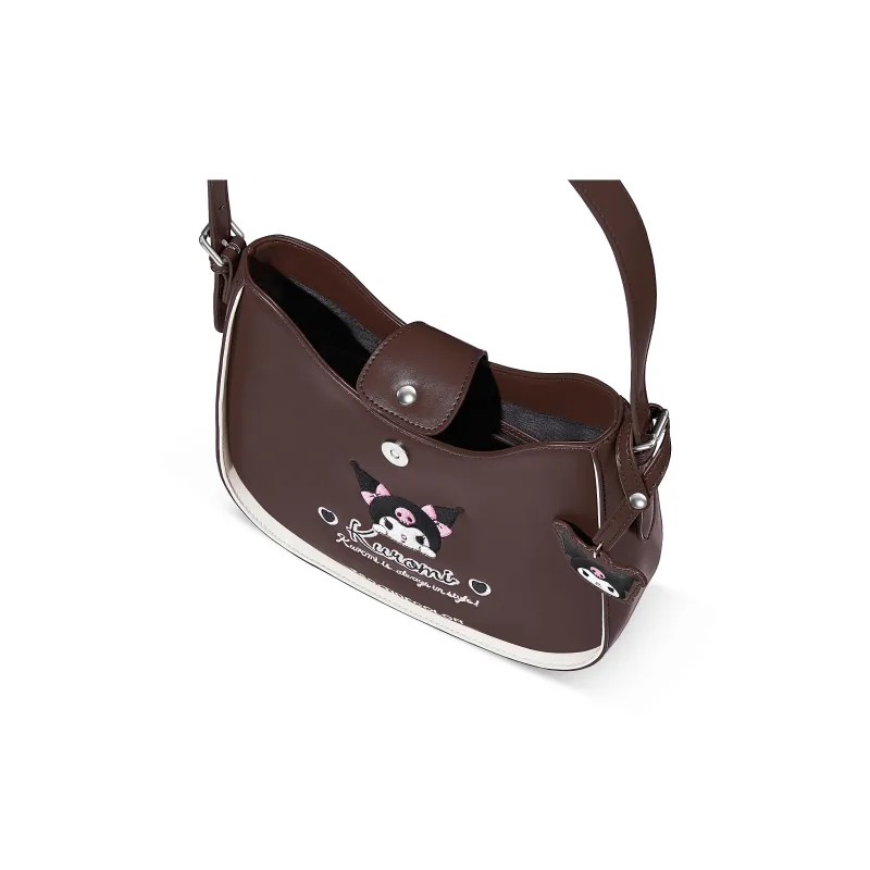 Zgo Sanrio, Kuromi Collection PU Tote Bag, Shopping Bag, Handbag, Shoulder Bag Women's Brown-3