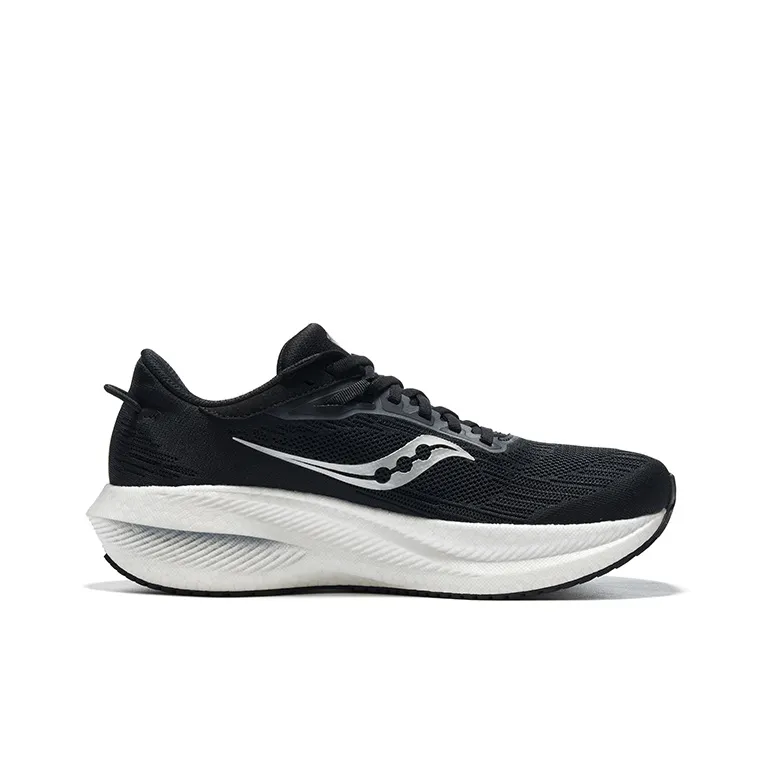 Saucony Triumph 21 Cushioned Wear Resistant Breathable Low Top Marathon Running Shoes Men's Black White-1