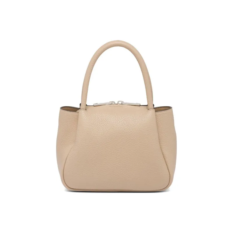 PRADA Leather Shoulder Bag Crossbody Bag Handbag Mini Women's Elephant Grey/sand Beige-2