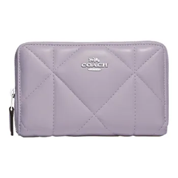 COACH Id Zip Wallet Leather Clutches Wallets Women's Taro Purple