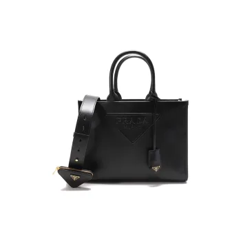 PRADA Leather Tote Bag Shopping Bag Crossbody Bag Shoulder Bag Regular Women's Black