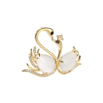 ROYALSASA Artificial Crystal, Copper Brooches Women's