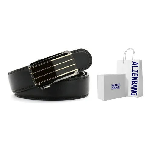 ALIEN BANG Business Belt Automatic Buckle Cow Split Leather Leather Belts Men's Multicolor Width 3.5CM