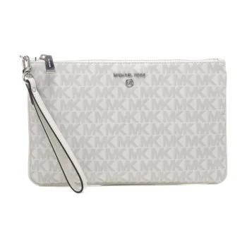 MICHAEL KORS Fabric With Leather Clutch Women's White