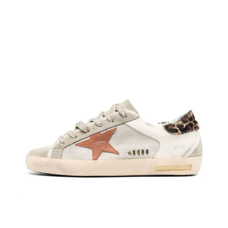 Golden Goose Super Star Stylish Skateboarding Shoes Women's Gray Orange Vintage Version-0
