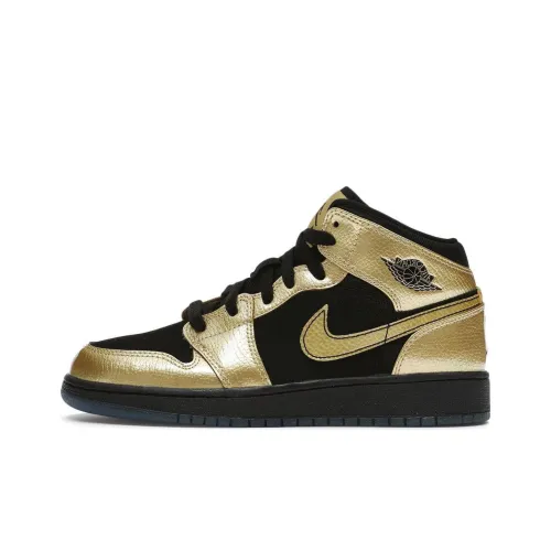 JORDAN 1 Mid Metallic Gold Coin Black GS