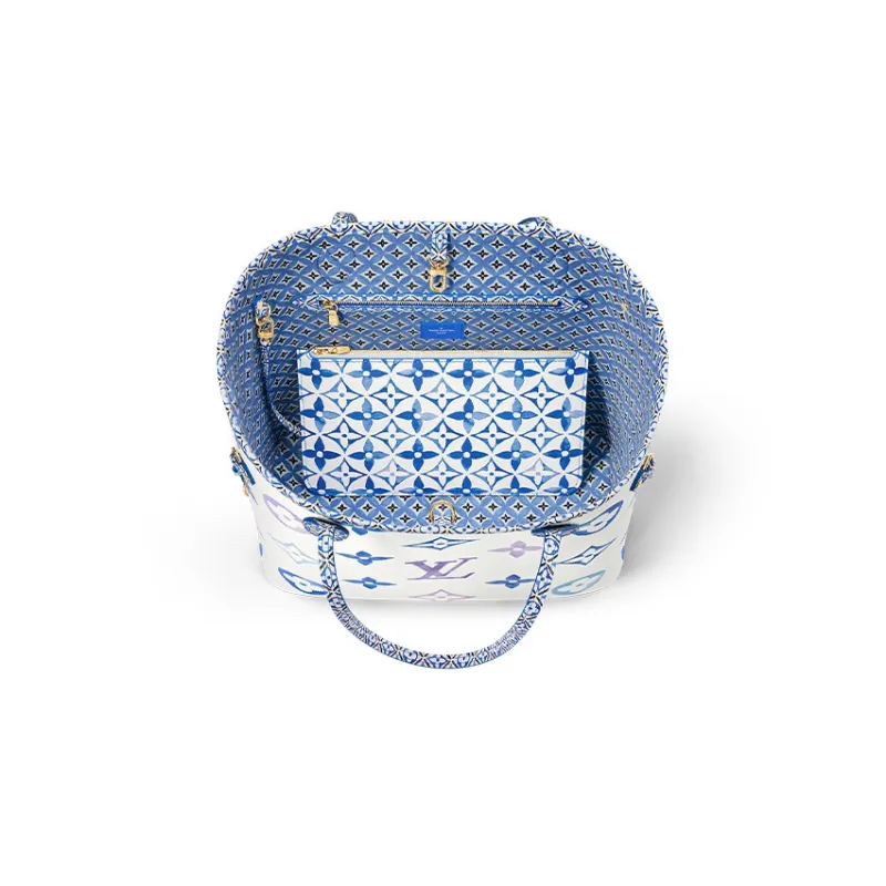 LOUIS VUITTON Neverfull Mm Monogram Blue-3