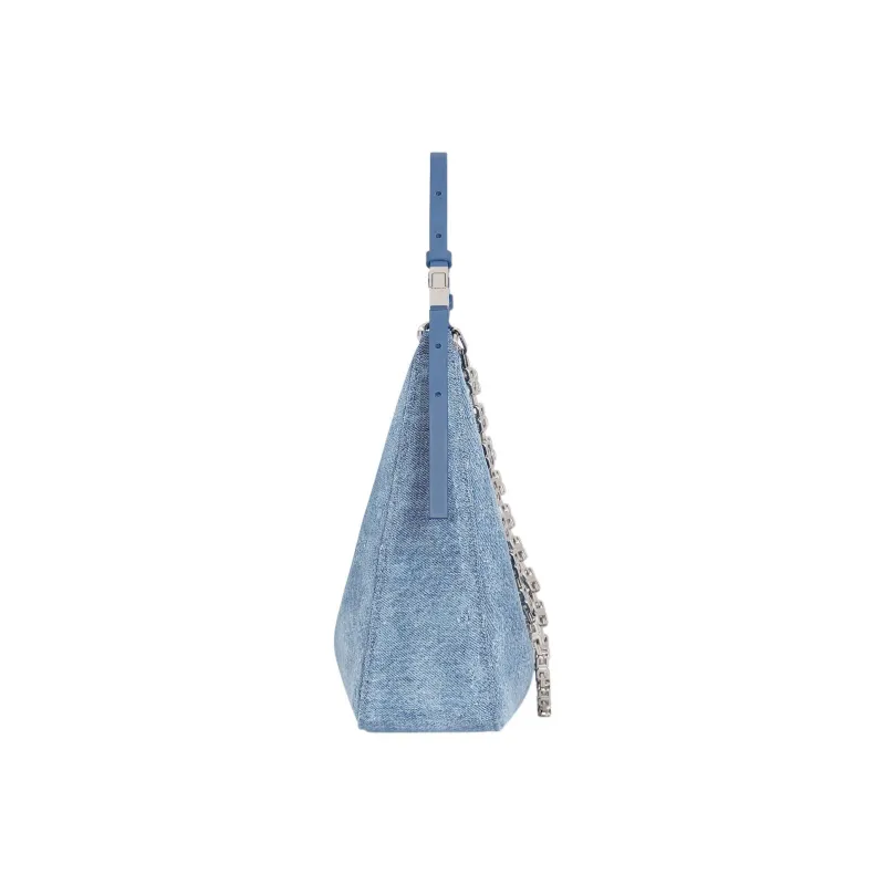 Givenchy Bag Small Moon Cut Out In Washed Denim With Chain Medium Blue-1