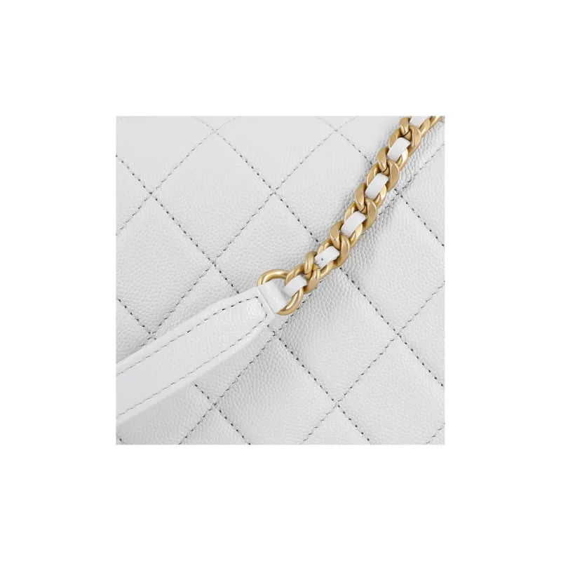 CHANEL Grain Embossed Cow Leather Handbag, Shoulder Bag, Crossbody Bag Mini Women's Blue Gray-5