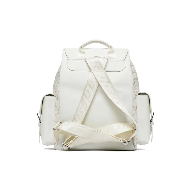 LI NING 1990 Synthetic Leather, Textile Mosaic Backpack Regular Unisex Ivory-2