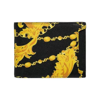VERSACE JEANS COUTURE Leather Wallet Men's Black Gold