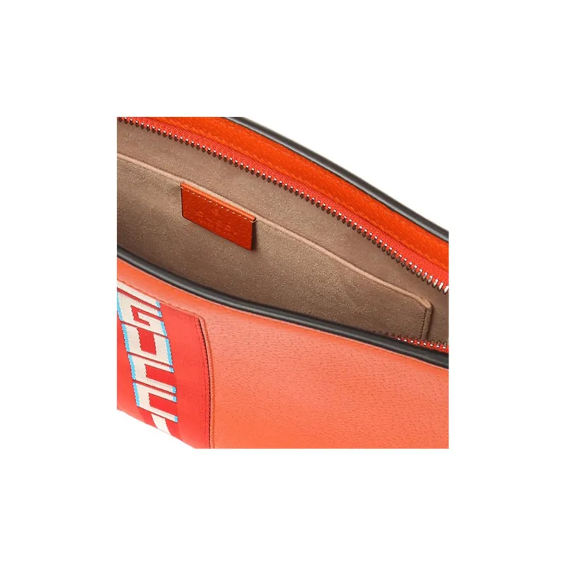 GUCCI Grain Leather Clutch Men's Orange-3