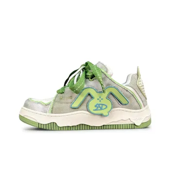 LuzaoT SUPER DRAG Puffy Shoes Stylish Skateboarding Shoes Unisex Denim Green