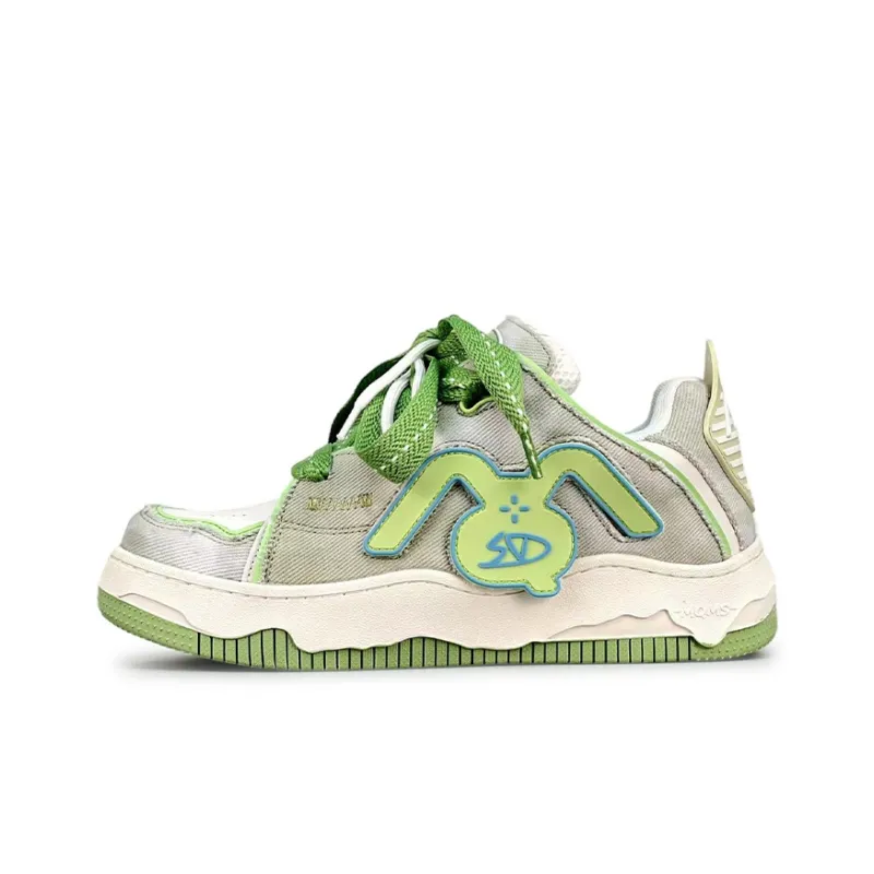 LuzaoT SUPER DRAG Puffy Shoes Stylish Skateboarding Shoes Unisex Denim Green-0