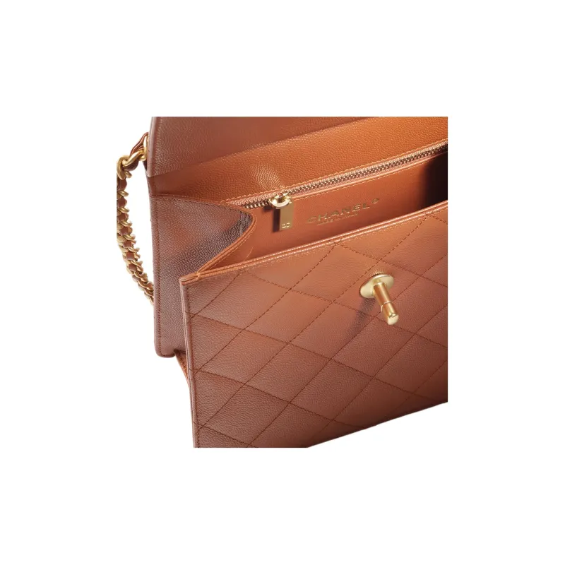 CHANEL Grain Embossed Calfskin Backpack Women's Light Brown-2