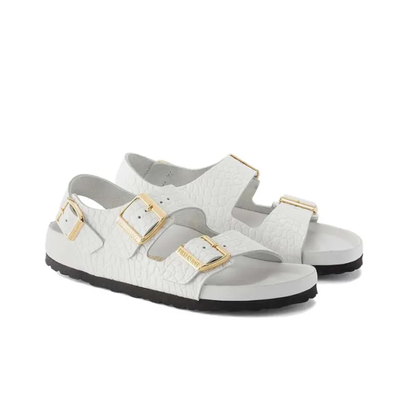 Birkenstock Milano Embossed Leather Narrow Fit Sandals 'Emboss White' Women's-2