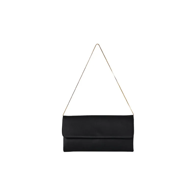 THE ROW Smooth Satin Leather Clutch Handbag Shoulder Bag Women's Black-0