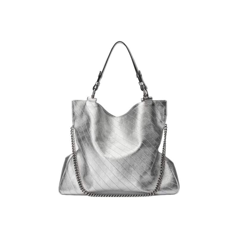 GUCCI Blondie Leather Tote Bag Shopping Bag Handbag Medium Size Women's Silver-4