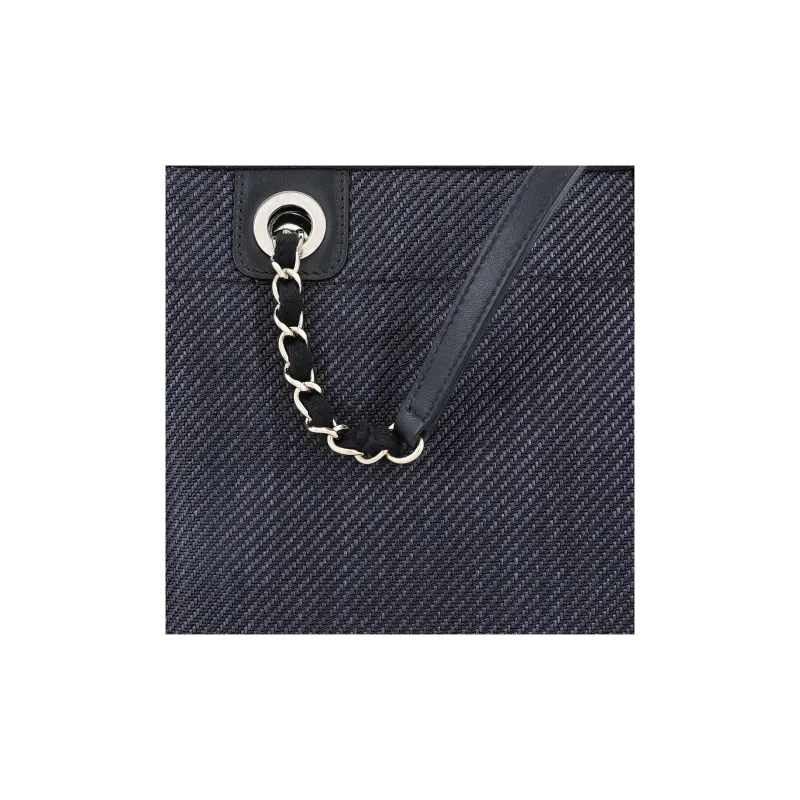 CHANEL Canvas Bag, Beach Bag, Handbag, Shoulder Bag Women's Black-5