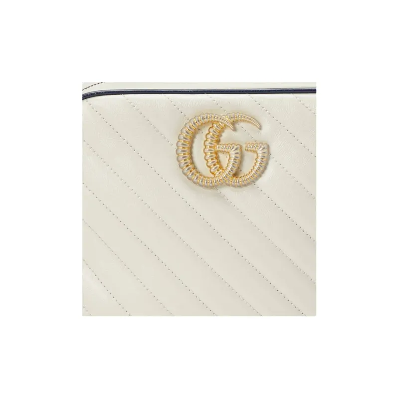 GUCCI Marmont Quilting Leather Shoulder Bag Crossbody Bag Handbag Small Size Women's White-7