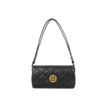 TORY BURCH TB Willa Leather Fish Paste Bag Baguette Bag Crossbody Bag Shoulder Bag Small Size Women's Black