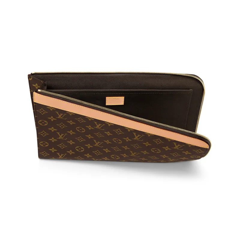 LOUIS VUITTON Coated Canvas With Leather Trim Envelope Bag, Clutch Tubas Men's Brown-4