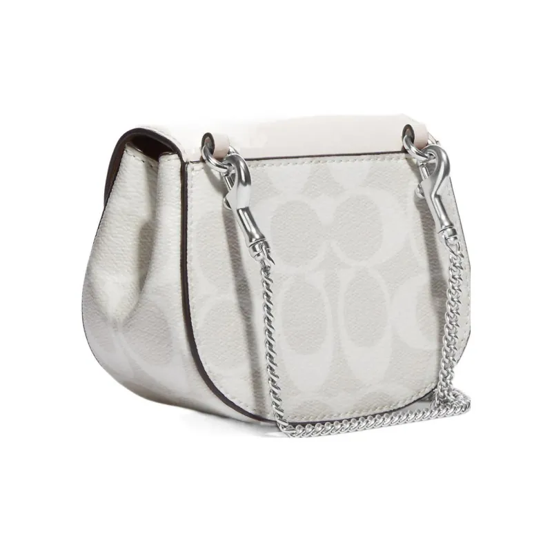 COACH Morgan Canvas With Leather Saddle Bag, Crossbody Bag, Shoulder Bag Women's White-3