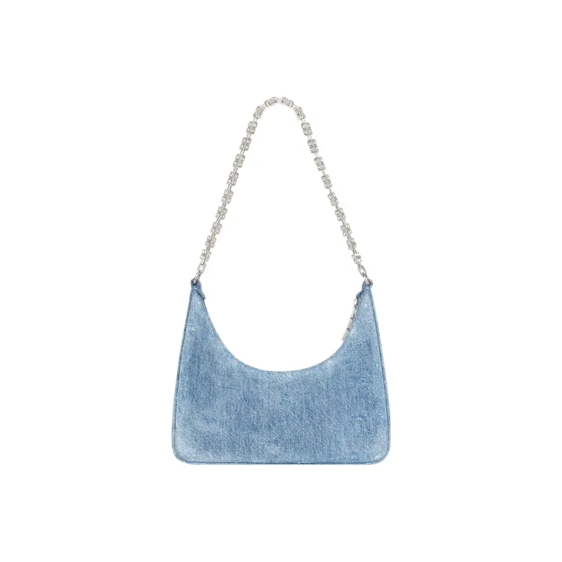 Givenchy Bag Small Moon Cut Out In Washed Denim With Chain Medium Blue-2